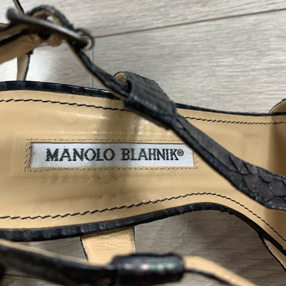 Manolo Blahnik Alligator Animal Print Slingback Sandal Heels - Picture 7 of 13